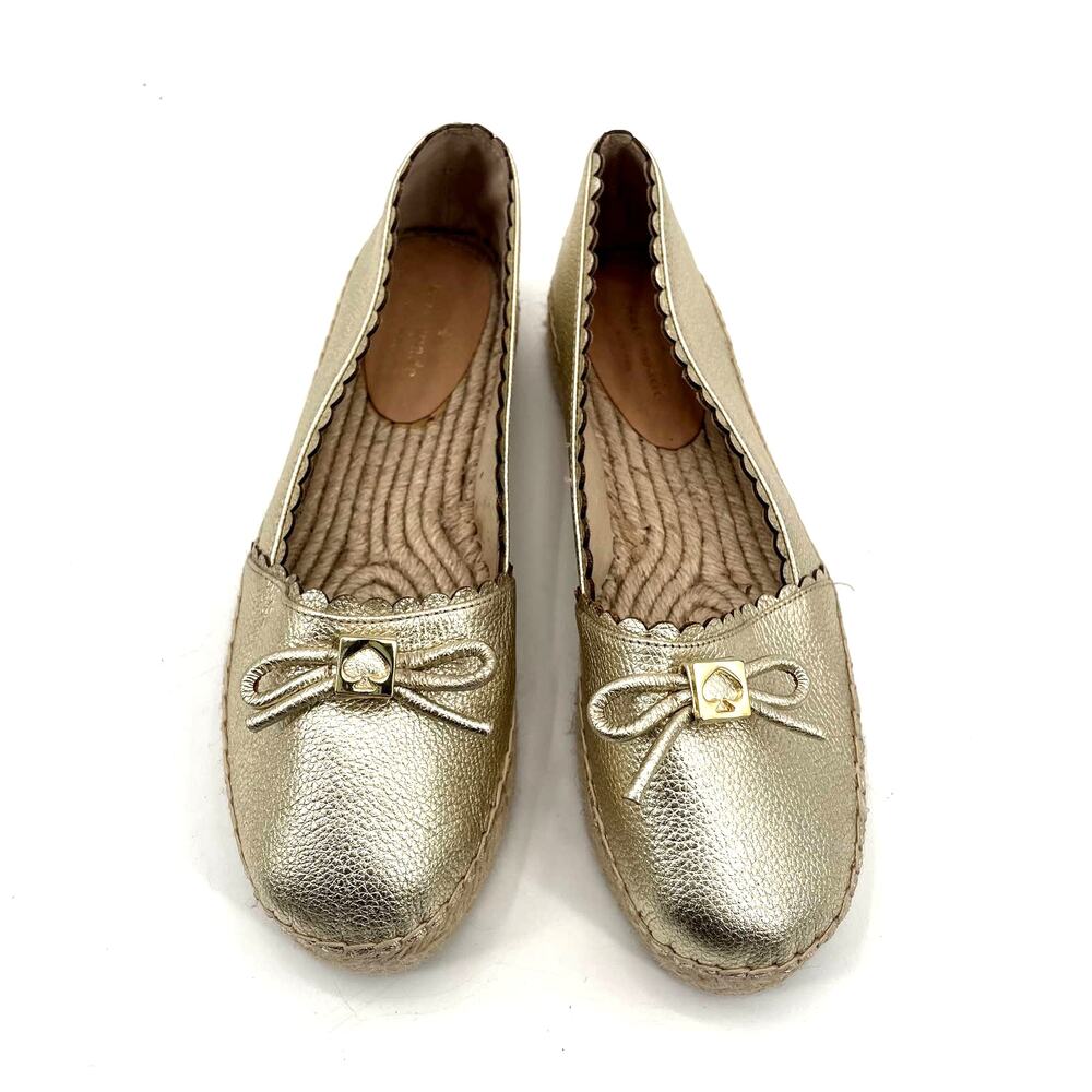KATE SPADE Gold Loranne Espadrille Slip Ons // 9.5